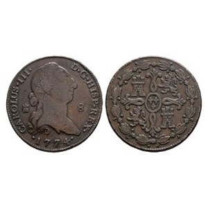 World Coins - Spain - Charles III - 1774 - 8 Maravedis