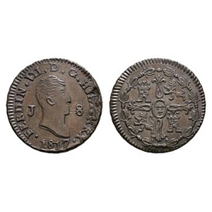 World Coins - Spain - Ferdinand VII - 1817 - 8 Maravedis