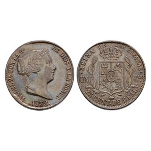 World Coins - Spain - Isabel II - 1858 - 25 Centimos