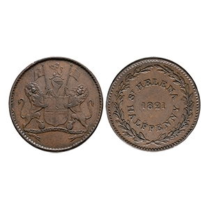 World Coins - St Helena - BEIC - 1821 - Halfpenny