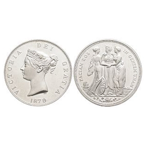 English Milled Coins - Victoria - 1879 - Patina Three Graces Pattern Crown