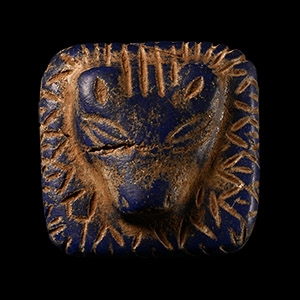 Western Asiatic Lapis Lazuli Animal Face Plaque