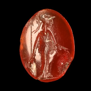 Roman Carnelian Gemstone Intaglio with Standing Minerva