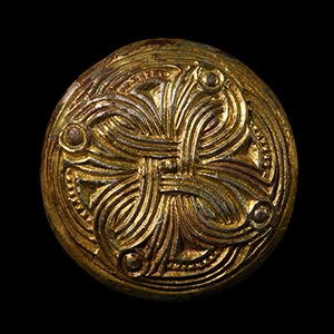 Viking Age Silver-Gilt Disc Brooch with Entwined Heads