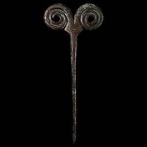 Luristan Bronze Pin with Spirals