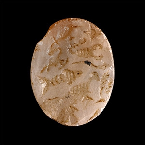 Western Asiatic Chalcedony Gemstone with Myriad of Animals