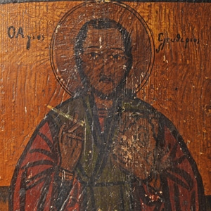 Painted Wooden Icon of Saint Eleutherios