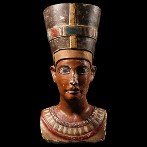 Painted Stone Bust of Queen Nefertiti