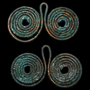 Bronze Age Coiled Bronze Spectacle Pendant Pair