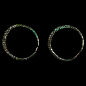 Bronze Age Ribbed Earring Pair