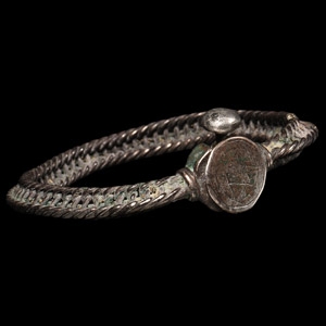 Medieval Plaited Silver Bracelet with Star of David