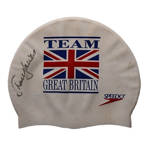 British Sharon Davies Signed Swimming Cap