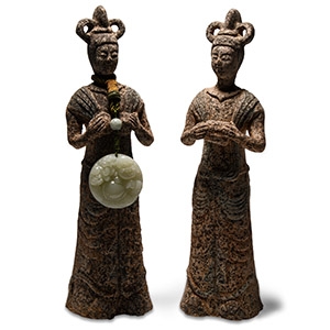 Chinese Style Ceramic Statue Pair