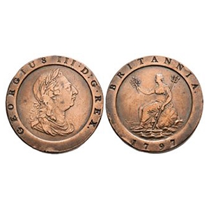 English Milled Coins - George III - 1797 - Cartwheel Twopence