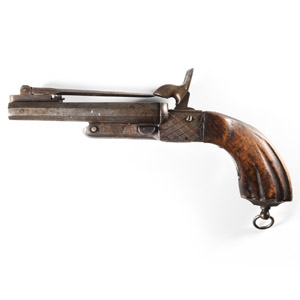 Pinfire Doubled-Barrelled Pistol with Bayonet