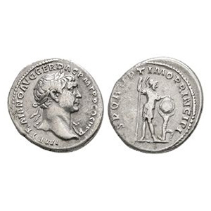 Ancient Roman Imperial Coins - Trajan - Mars AR Denarius