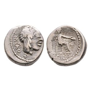 Ancient Roman Republican Coins - M Porcius Cato - Victory AR Quinarius