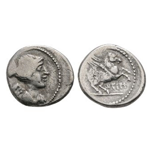 Ancient Roman Republican Coins - Q Titius - Pegasus AR Quinarius