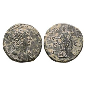 Ancient Roman Imperial Coins - Hadrian - Salus-Fortuna AE Dupondius