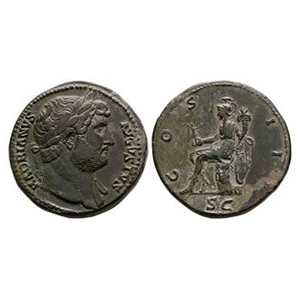 Ancient Roman Imperial Coins - Hadrian - Roma AE Sestertius