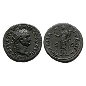 Ancient Roman Imperial Coins - Vespasian - Felicitas AE Dupondius