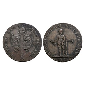 English Tokens - 18th Century - Warwickshire - Birmingham - 1793 - Token AE Halfpenny