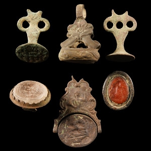 Post Medieval Bronze Fob and Stamp Seal Group