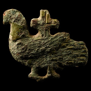 Viking Bronze Bird Brooch with Cross
