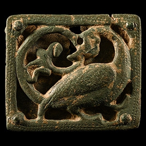 Medieval Bronze Openwork Belt Mount with Bird