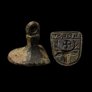 Medieval Bronze Seal Matrix with Stags Head
