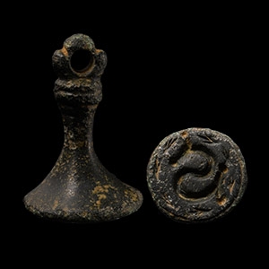 Medieval Bronze Personal Seal Matrix with S