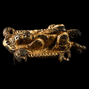 Medieval Gilt Bronze Knights Horse Harness Hanger with Lion