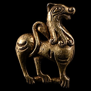 Norman Silver-Gilt Statant Beast Brooch