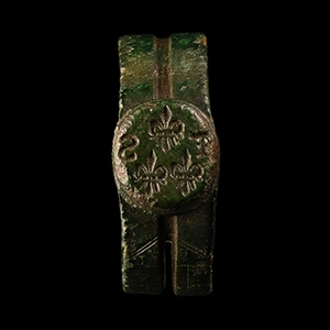 Medieval Bronze Pocket Sundial with Seal of the Arms of France and T S