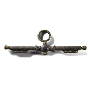 Medieval Bronze Purse Bar with Niello Inlay