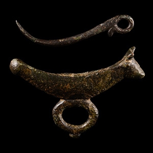 Iron Age Celtic Bronze Cosmetic Grinder Set with Bull and Phallus
