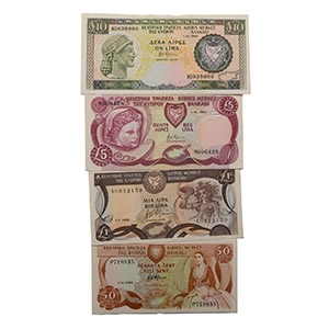 Banknotes - Cyprus - 50 Cents to £10 Banknote Group [4]
