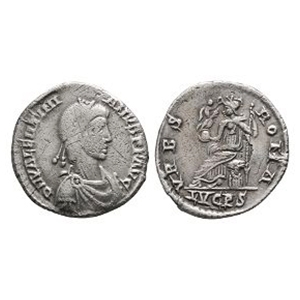 Ancient Roman Imperial Coins - Valentinian II - Roma AR Siliqua