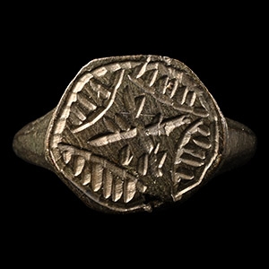 Medieval Bronze Ring with Cross