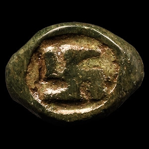 Roman Period Childs Bronze Ring with Fylfot