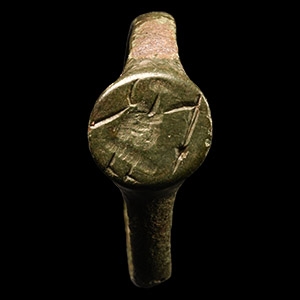 Roman Bronze Ring with Armed Warrior