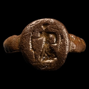 Western Asiatic Bronze Ring with Armed Warrior