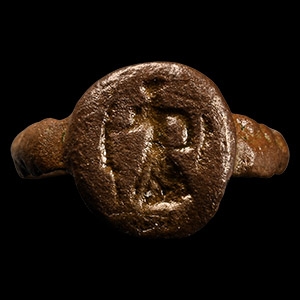 Byzantine Bronze Ring with Armed Warrior