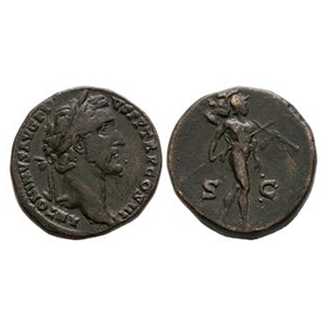 Ancient Roman Imperial Coins - Antoninus Pius - Mars AE Sestertius