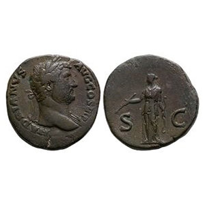 Ancient Roman Imperial Coins - Hadrian - Diana AE Sestertius