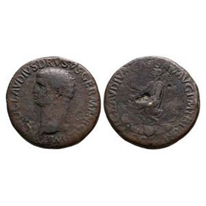 Ancient Roman Imperial Coins - Nero Claudius Drusus under Claudius - Seated Figure AE Sestertius