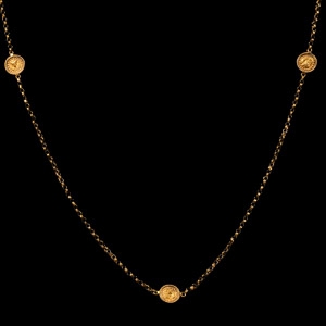Byzantine Gold Hair Ornament with Earrings and Original Chain
