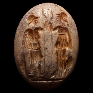 Roman Burnt Carnelian Gemstone with Mars and Minerva