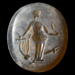 Roman Chalcedony Gemstone with Muse Euterpes