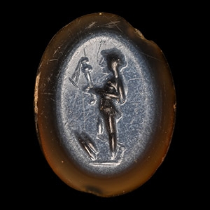 Roman Nicolo Gemstone with Theseus Holding Sword